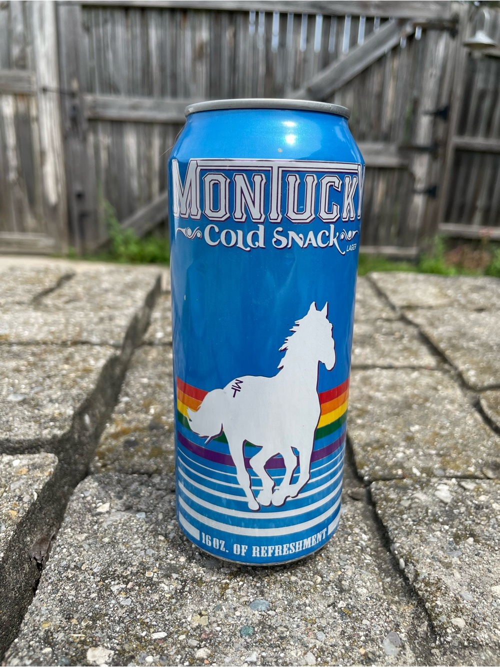 Montucky Cold Snack Blue Lager Can Used Collectible